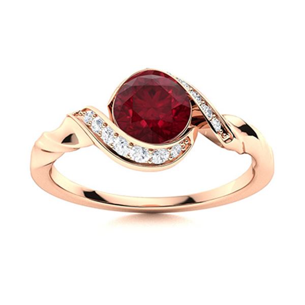 Natural 1.44 CTW Ruby & Diamond Engagement Ring 14K Rose Gold