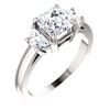 Image 1 : Natural 2.82 CTW Asscher Cut with Half Moons 3-Stone Diamond Ring 18KT White Gold