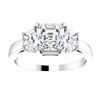 Image 3 : Natural 2.82 CTW Asscher Cut with Half Moons 3-Stone Diamond Ring 18KT White Gold