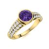 Image 2 : Natural 1.26 CTW Amethyst & Diamond Engagement Ring 14K Yellow Gold