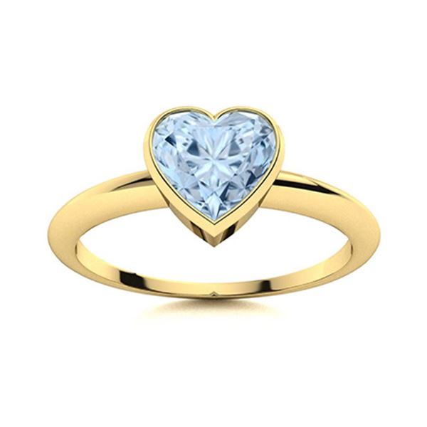 Natural 0.52 CTW Aquamarine Solitaire Ring 18K Yellow Gold