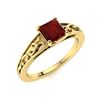 Image 2 : Natural 1.09 CTW Garnet Solitaire Ring 14K Yellow Gold
