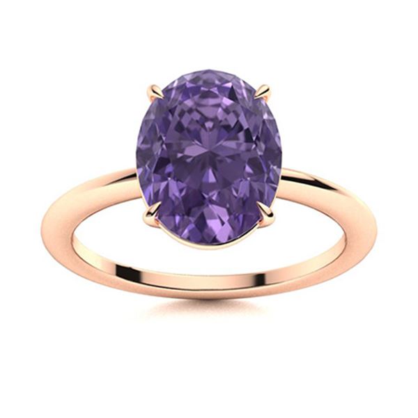 Natural 3.98 CTW Iolite Solitaire Ring 18K Rose Gold