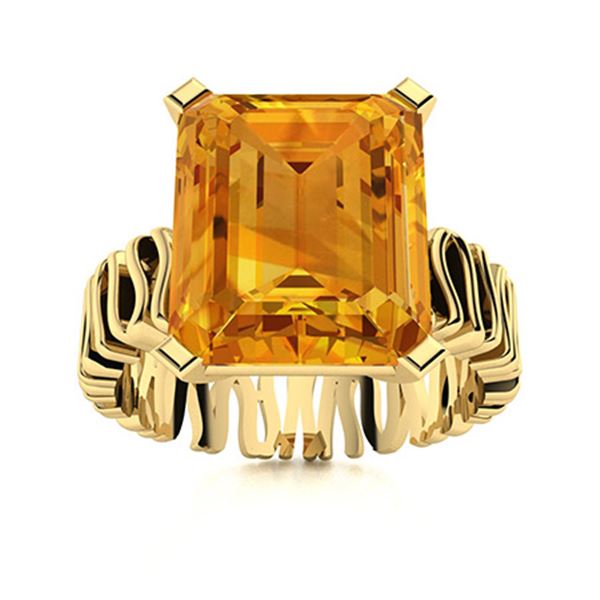Natural 4.94 CTW Citrine Solitaire Ring 14K Yellow Gold
