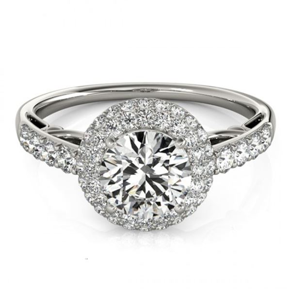 Natural 1.65 ctw Diamond Halo Ring 14k White Gold