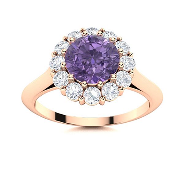 Natural 1.48 CTW Iolite & Diamond Engagement Ring 18K Rose Gold