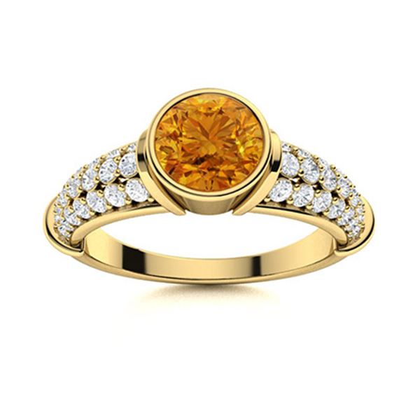 Natural 1.17 CTW Citrine & Diamond Engagement Ring 18K Yellow Gold