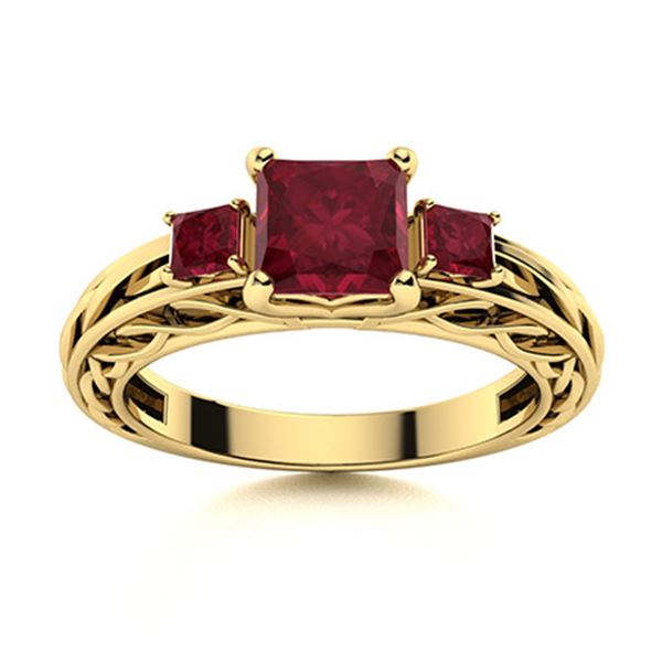 Natural 1.22 CTW Ruby Solitaire Ring 14K Yellow Gold