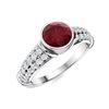 Image 2 : Natural 1.87 CTW Ruby & Diamond Engagement Ring 18K White Gold