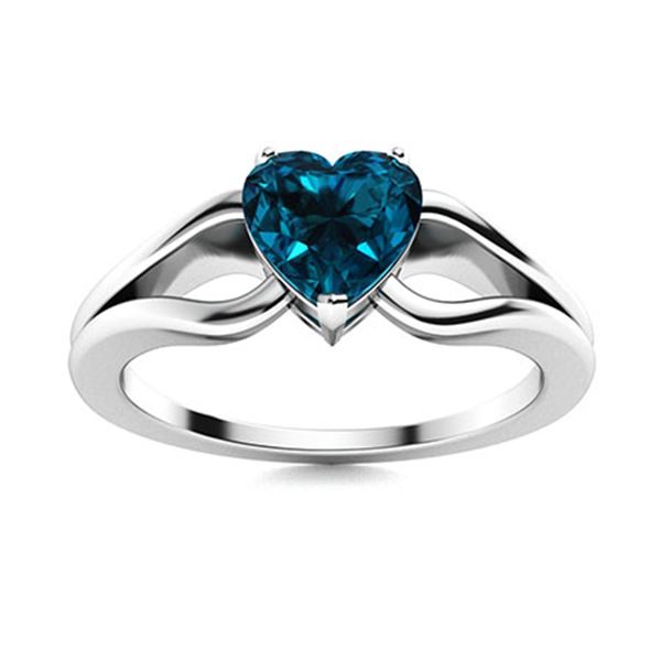 Natural 0.53 CTW Topaz Solitaire Ring 14K White Gold