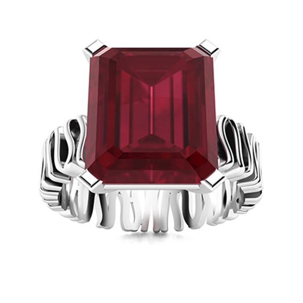 Natural 6.26 CTW Ruby Solitaire Ring 14K White Gold