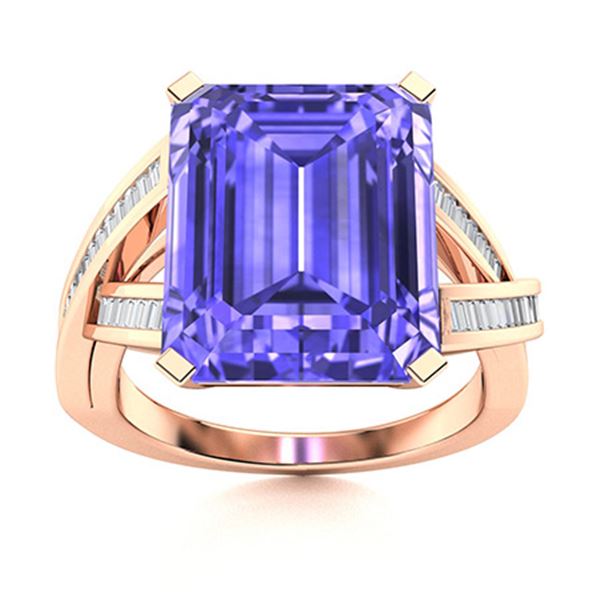Natural 1.87 CTW Tanzanite & Diamond Engagement Ring 14K Rose Gold