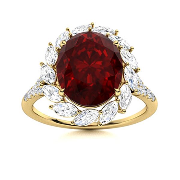 Natural 4.59 CTW Garnet & Diamond Engagement Ring 14K Yellow Gold