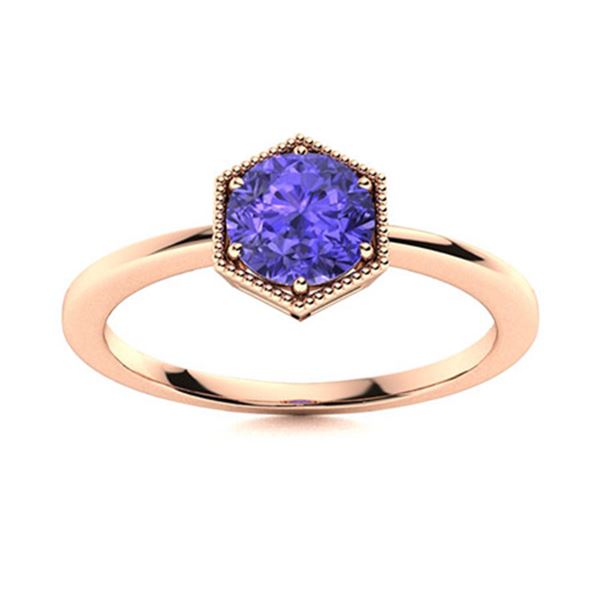 Natural 1.06 CTW Tanzanite Solitaire Ring 18K Rose Gold