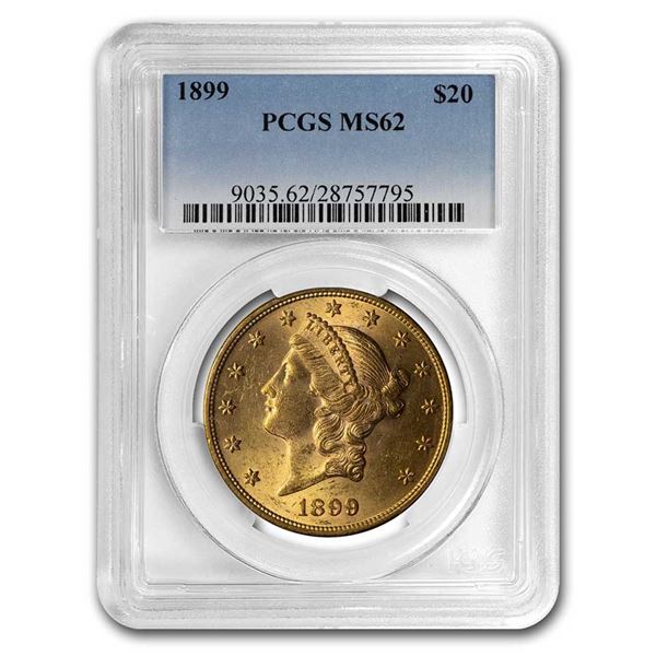 1899 $20 Liberty Gold Double Eagle MS-62 PCGS