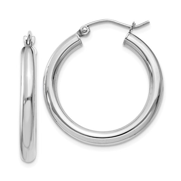 14k 25 mm White Hoop Earrings