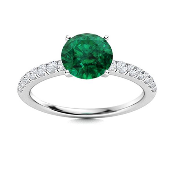 Natural 2.77 CTW Emerald & Diamond Engagement Ring 18K White Gold