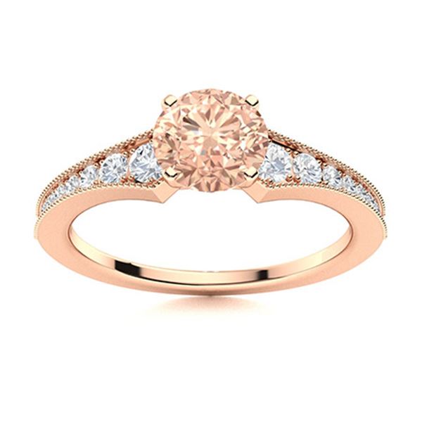Natural 1.66 CTW Morganite & Diamond Engagement Ring 18K Rose Gold