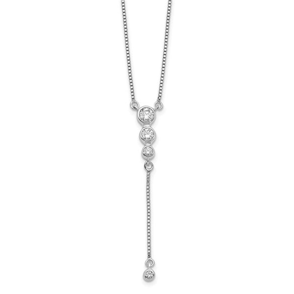 14k White Gold .25ct Diamond 3-stone w/dangle Necklace - 18 in.