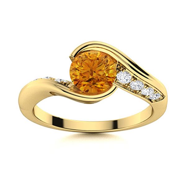 Natural 0.81 CTW Citrine & Diamond Engagement Ring 14K Yellow Gold