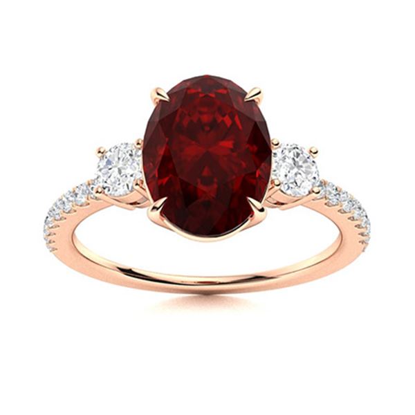 Natural 2.83 CTW Garnet & Diamond Engagement Ring 14K Rose Gold
