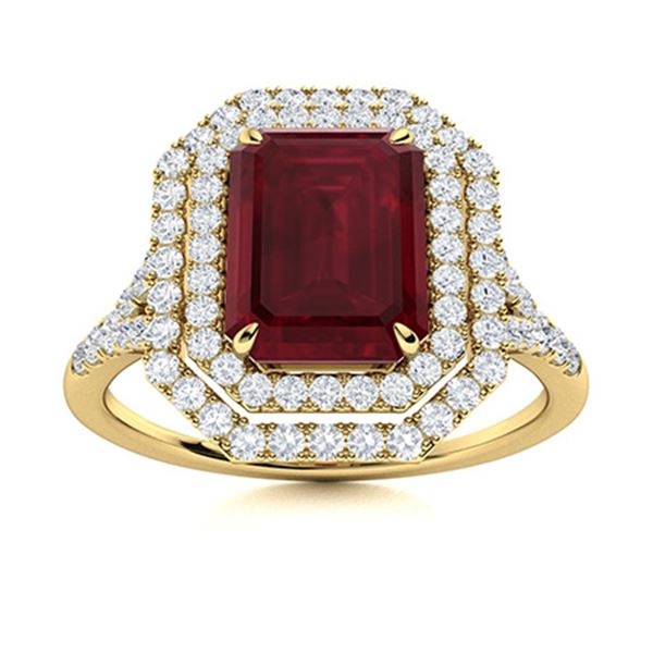 Natural 1.85 CTW Ruby & Diamond Engagement Ring 14K Yellow Gold