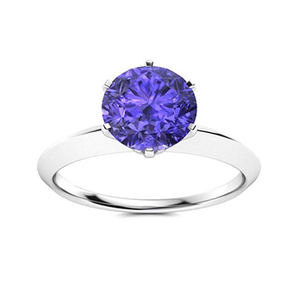 Natural 1.21 CTW Tanzanite Solitaire Ring 14K White Gold