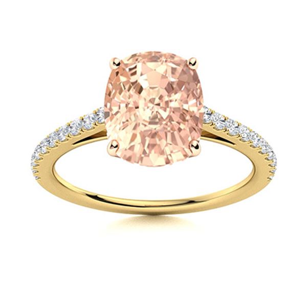 Natural 2.88 CTW Morganite & Diamond Engagement Ring 14K Yellow Gold