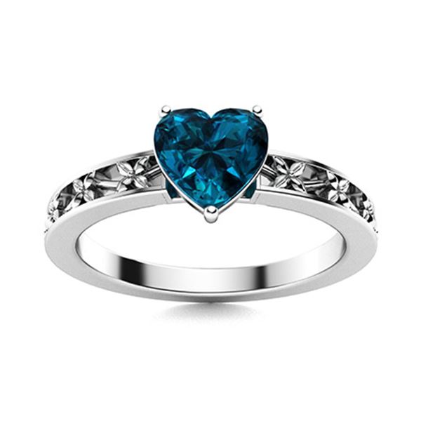 Natural 1.55 CTW Topaz Solitaire Ring 14K White Gold