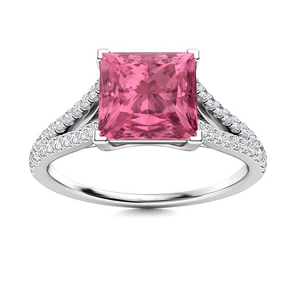 Natural 1.16 CTW Tourmaline & Diamond Engagement Ring 14K White Gold