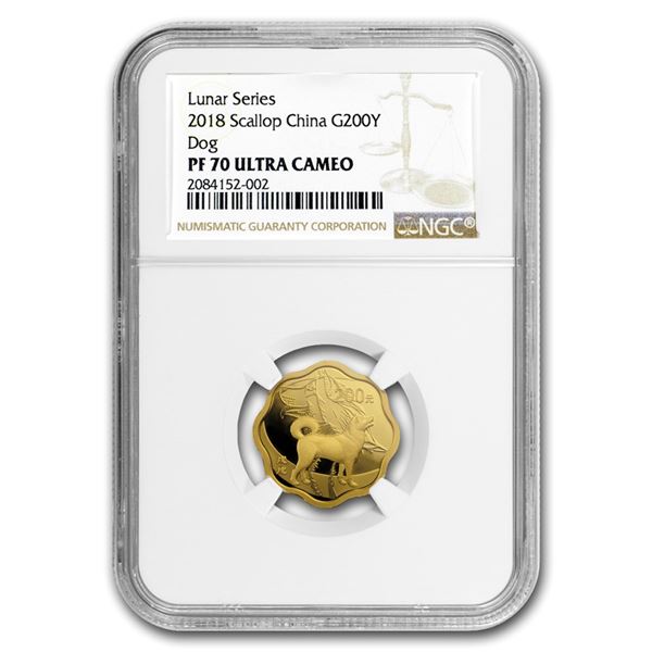 2018 China 15 gram Gold Year of the Dog Blossom PF-70 NGC