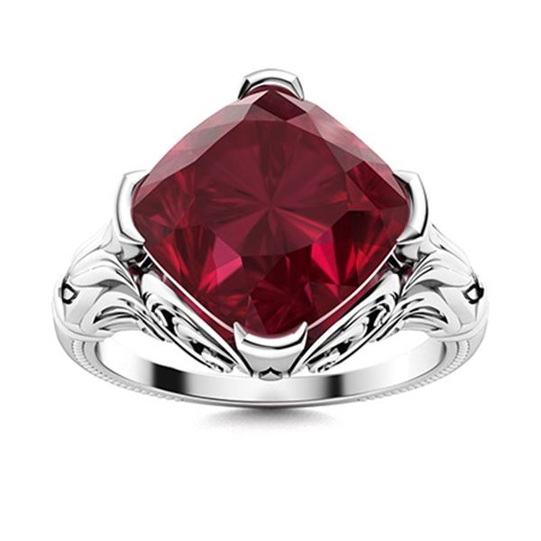 Natural 2.97 CTW Ruby Solitaire Ring 18K White Gold