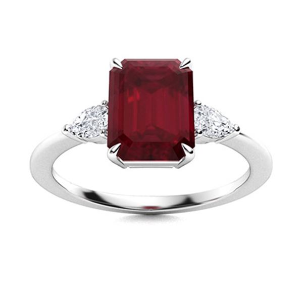 Natural 1.46 CTW Ruby & Diamond Engagement Ring 18K White Gold