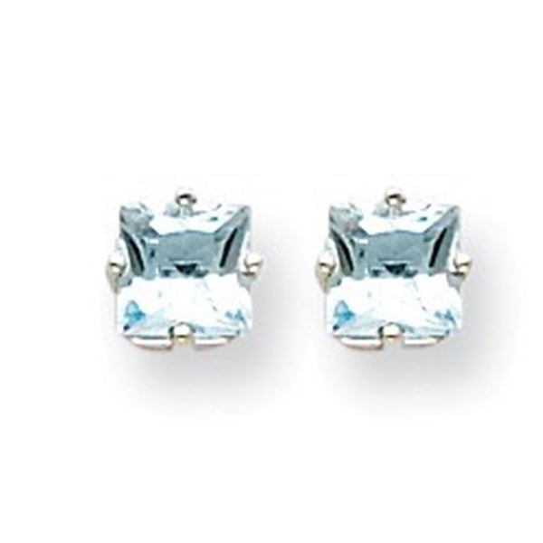 14k White Gold 6 mm Aquamarine Stud Earrings