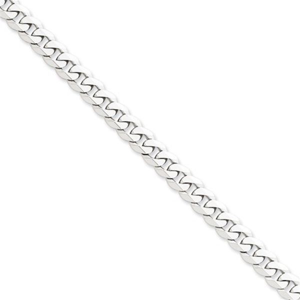 14k White Gold 7.25 mm Beveled Curb Chain - 20 in.
