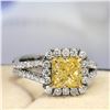Image 1 : Natural 2.22 CTW Canary Yellow Square Radiant Cut Diamond Engagement Ring 14KT White Gold