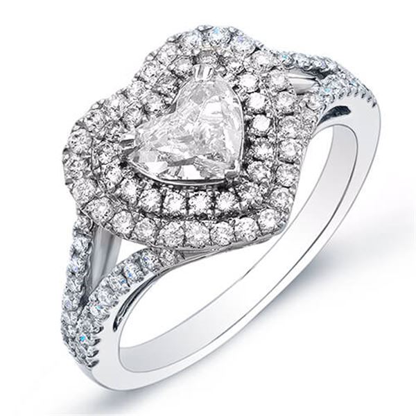 Natural 3.04 CTW Heart Brilliant Cut Diamond Engagement Ring 18KT White Gold