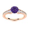 Image 1 : Natural 1.45 CTW Amethyst & Diamond Engagement Ring 14K Rose Gold