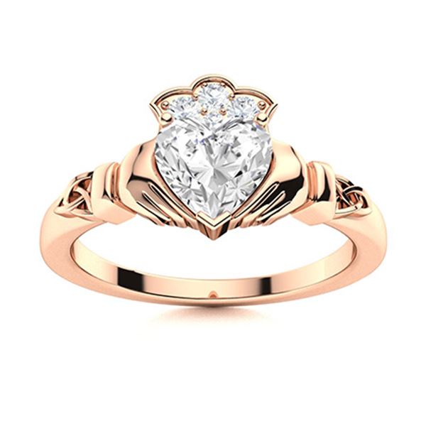 Natural 0.98 CTW Topaz & Diamond Engagement Ring 18K Rose Gold