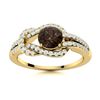 Image 1 : Natural 0.89 CTW Smoky Quartz & Diamond Engagement Ring 14K Yellow Gold