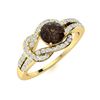 Image 2 : Natural 0.89 CTW Smoky Quartz & Diamond Engagement Ring 14K Yellow Gold