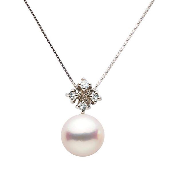 White Akoya Pearl and Diamond Elsa Pendant
