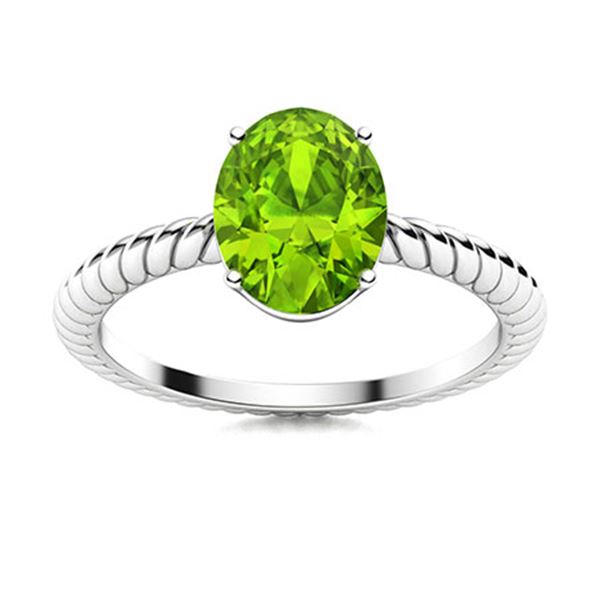 Natural 2.21 CTW Peridot Solitaire Ring 14K White Gold