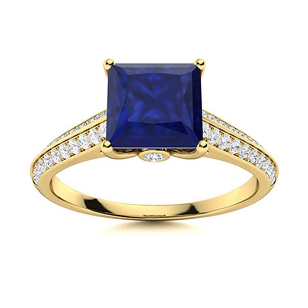 Natural 1.26 CTW Sapphire & Diamond Engagement Ring 14K Yellow Gold