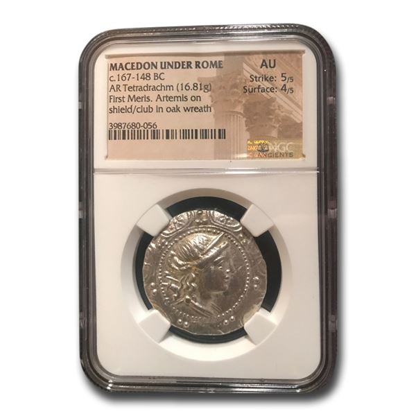 Macedon Under Rome First Meris Tetradrachm (167-148 BC) AU NGC