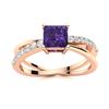 Image 1 : Natural 1.12 CTW Amethyst & Diamond Engagement Ring 18K Rose Gold