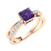 Image 2 : Natural 1.12 CTW Amethyst & Diamond Engagement Ring 18K Rose Gold