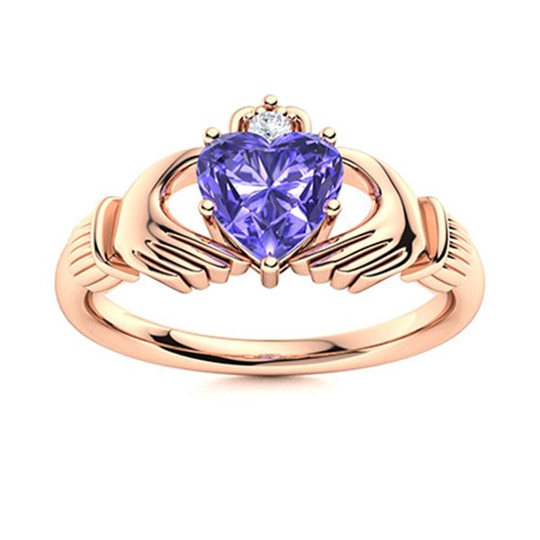 Natural 0.69 CTW Tanzanite & Diamond Engagement Ring 18K Rose Gold