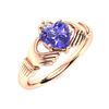 Image 2 : Natural 0.69 CTW Tanzanite & Diamond Engagement Ring 18K Rose Gold