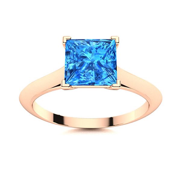 Natural 0.80 CTW Topaz Solitaire Ring 14K Rose Gold